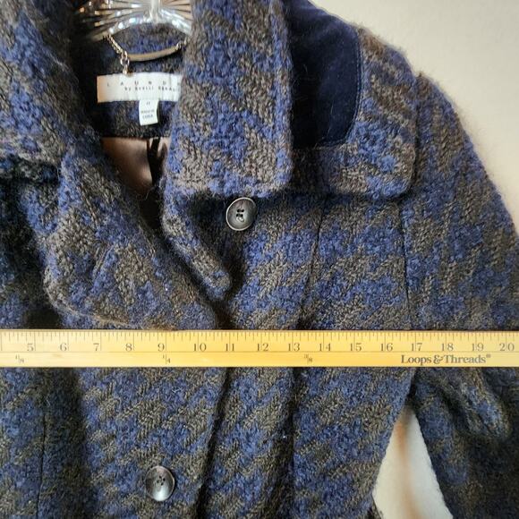 Laundry by Shelli Segal Wool Pea Coat Belted Women Size 8 Blue-Black - Picture 5 of 12
